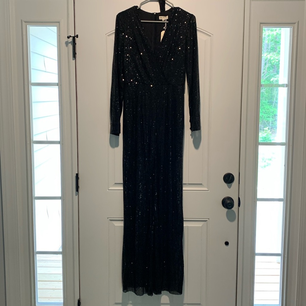 Black sequin long sleeve jumpsuit by Southern Fried Chics